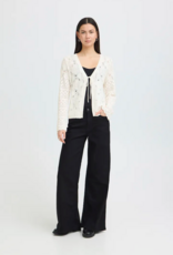 ICHI Laluha Tie Cardigan With Pointelle Detail in Birch