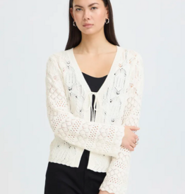 ICHI Laluha Tie Cardigan With Pointelle Detail *Only One Left - XXL*