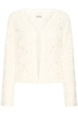 ICHI Laluha Tie Cardigan With Pointelle Detail in Birch