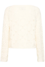 ICHI Laluha Tie Cardigan With Pointelle Detail in Birch