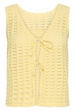 ICHI Dosia 100% Cotton Knit Tie Vest in Mellow Yellow