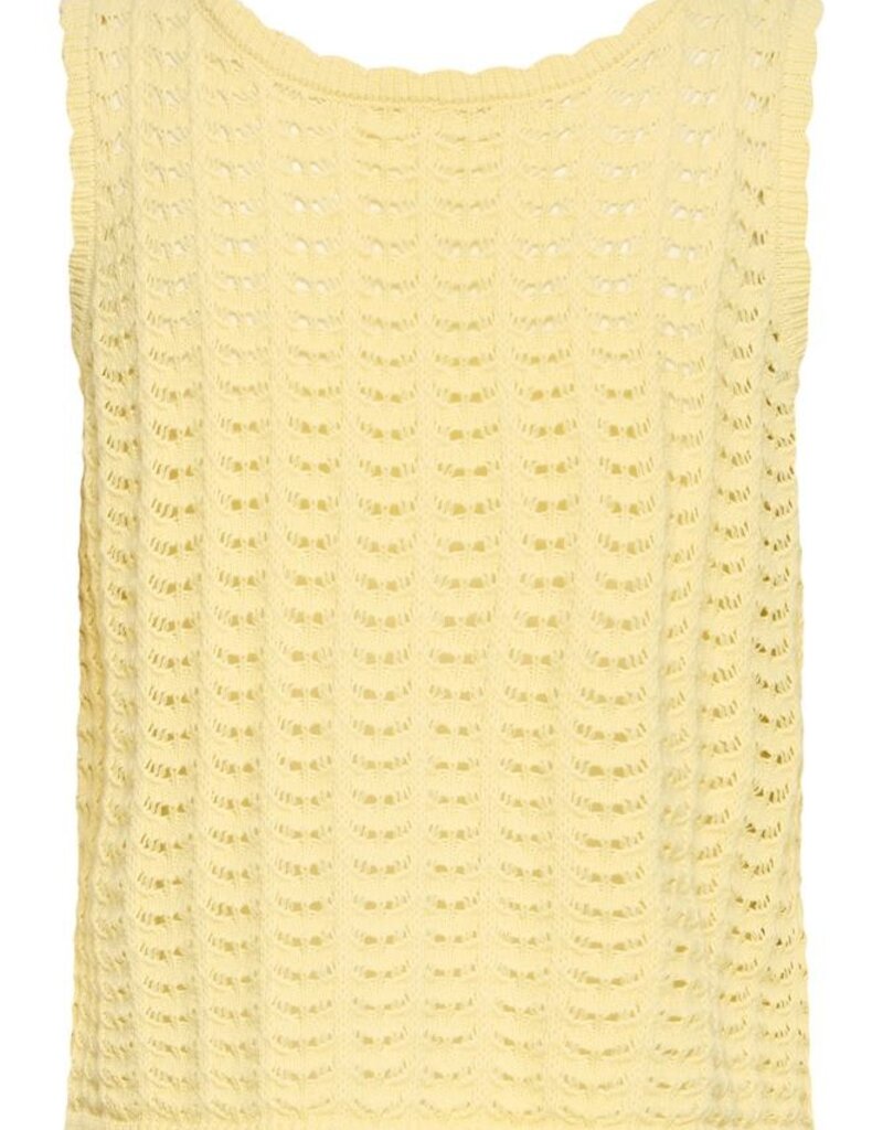 ICHI Dosia 100% Cotton Knit Tie Vest in Mellow Yellow