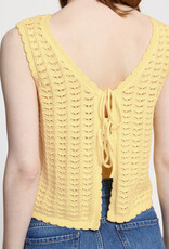 ICHI Dosia 100% Cotton Knit Tie Vest in Mellow Yellow