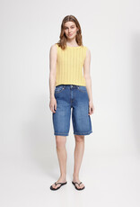ICHI Dosia 100% Cotton Knit Tie Vest in Mellow Yellow