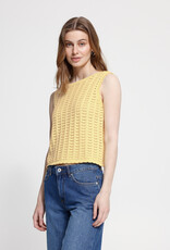 ICHI Dosia 100% Cotton Knit Tie Vest in Mellow Yellow