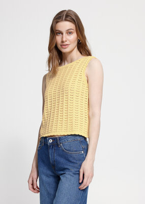 ICHI Dosia Reversible Cotton Knit Tie Vest