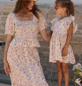 Saltwater Luxe Kids Brammie Mini Dress in Salt Floral