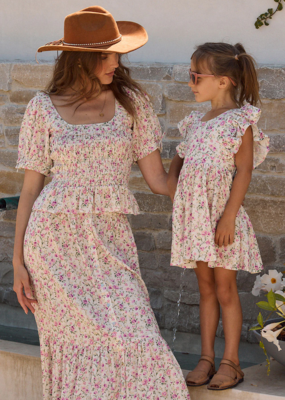 Saltwater Luxe Kids Brammie Mini Dress in Salt Floral