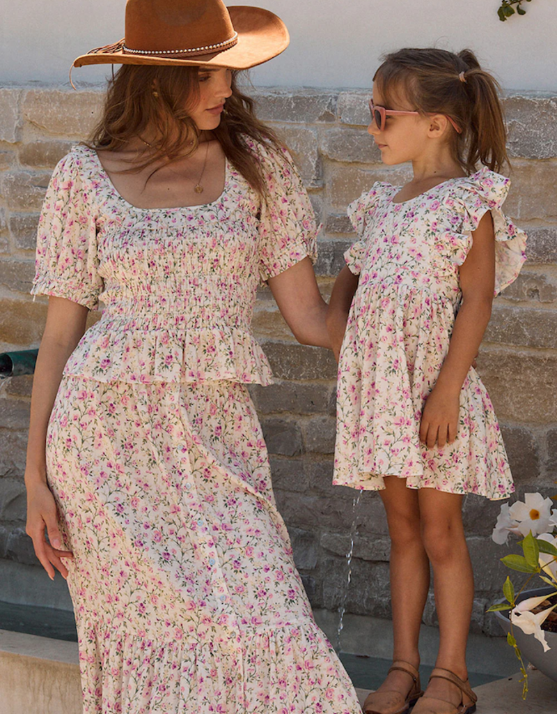 Saltwater Luxe Kids Brammie Mini Dress in Salt Floral