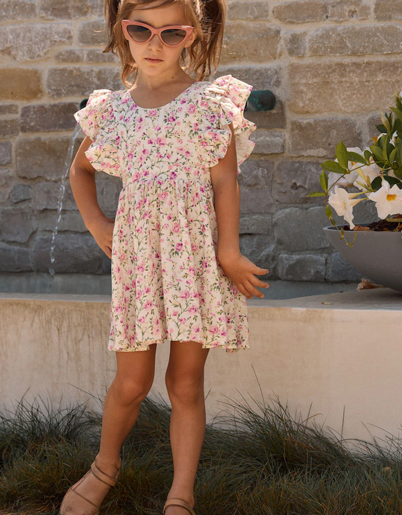 Saltwater Luxe Kids Brammie Mini Dress in Salt Floral