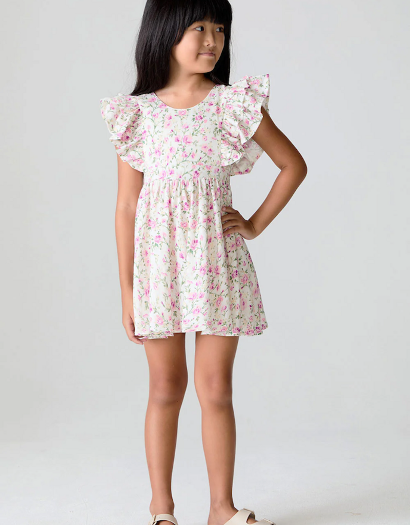 Saltwater Luxe Kids Brammie Mini Dress in Salt Floral