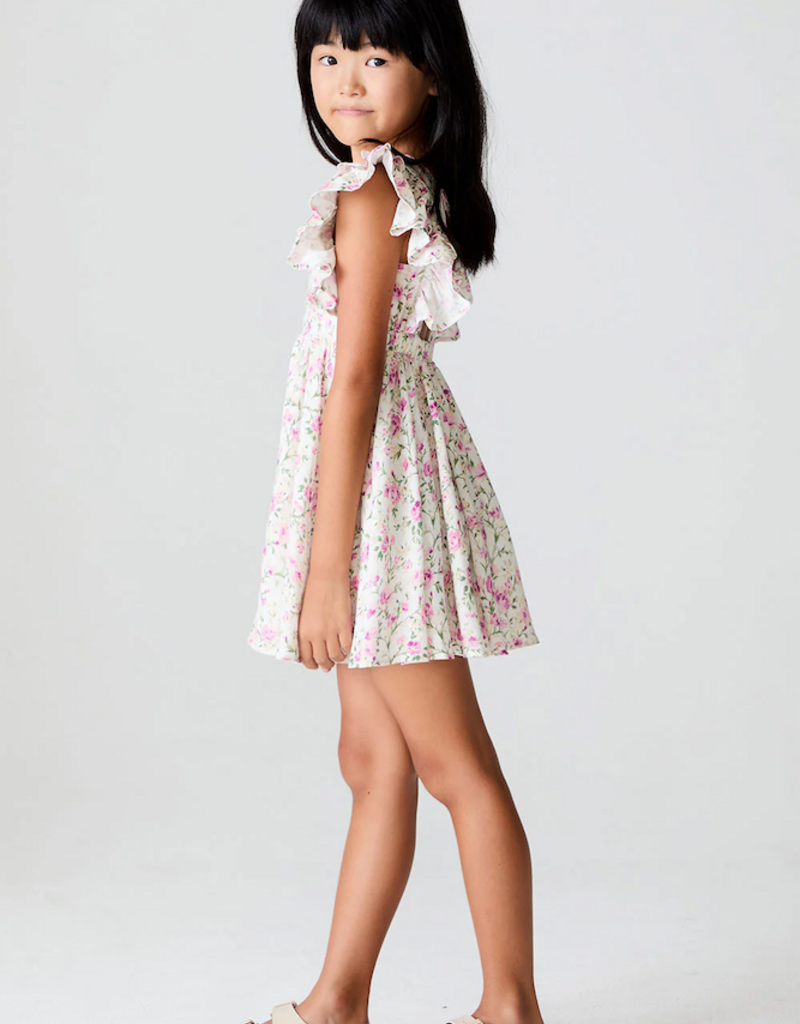 Saltwater Luxe Kids Brammie Mini Dress in Salt Floral