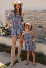 Saltwater Luxe Kids Raynbow Mini Dress in Dusty Blue Floral