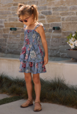 Saltwater Luxe Kids Raynbow Mini Dress in Dusty Blue Floral