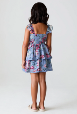 Saltwater Luxe Kids Raynbow Mini Dress in Dusty Blue Floral