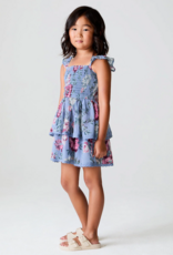 Saltwater Luxe Kids Raynbow Mini Dress in Dusty Blue Floral