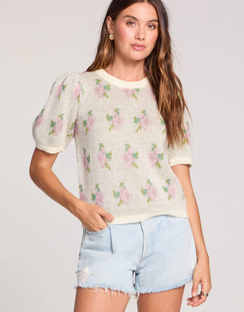 Saltwater Luxe Doc Sweater in Salt Floral