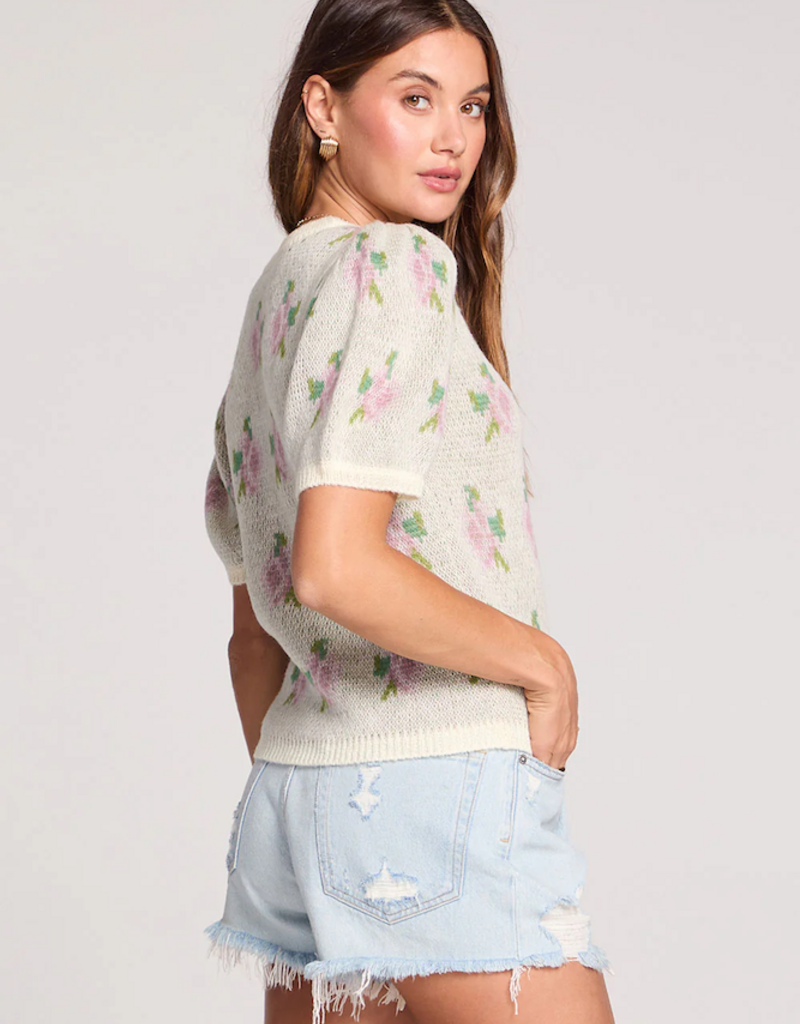 Saltwater Luxe Doc Sweater in Salt Floral