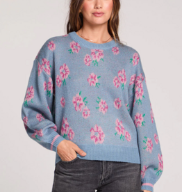 Saltwater Luxe Ronnie Sweater in Dusty Blue Floral