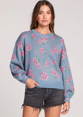 Saltwater Luxe Ronnie Sweater in Dusty Blue Floral