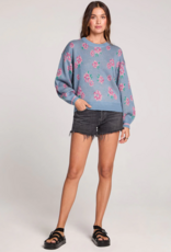 Saltwater Luxe Ronnie Sweater in Dusty Blue Floral