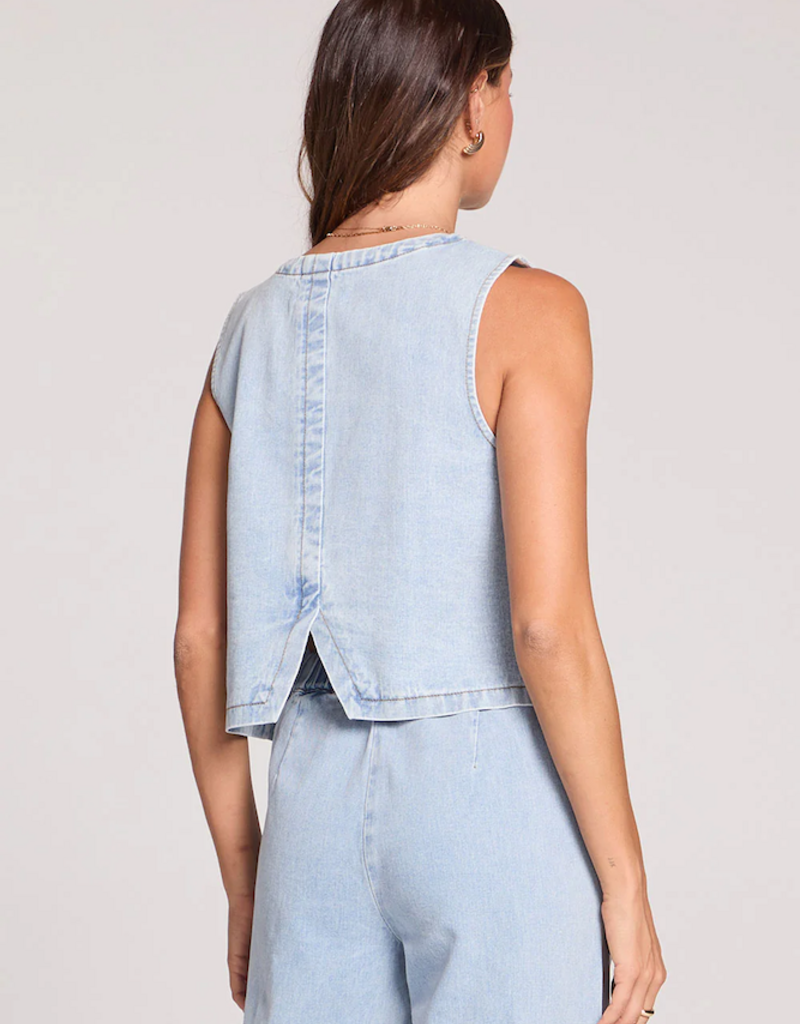 Saltwater Luxe Margo Denim Vest in Skyline Blue