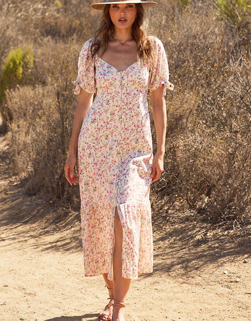 Saltwater Luxe Gwenn Midi Dress in Salt Floral