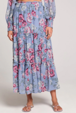Saltwater Luxe Zander Midi Skirt Dusty Blue Floral