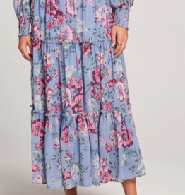 Saltwater Luxe Zander Midi Skirt Dusty Blue Floral