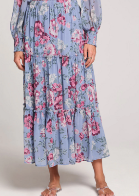 Saltwater Luxe Zander Midi Skirt Dusty Blue Floral