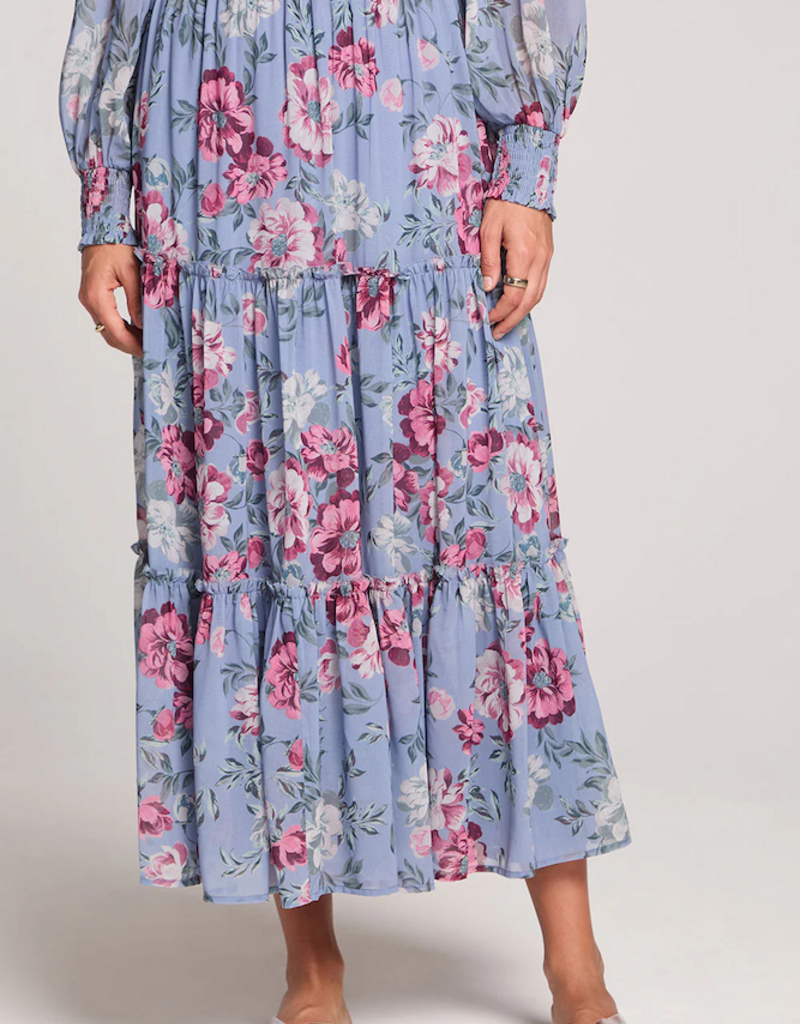 Saltwater Luxe Zander Midi Skirt Dusty Blue Floral