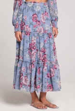 Saltwater Luxe Zander Midi Skirt Dusty Blue Floral