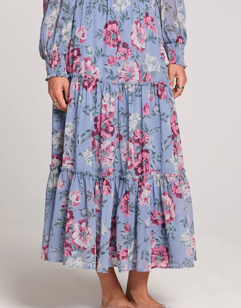 Saltwater Luxe Zander Midi Skirt Dusty Blue Floral