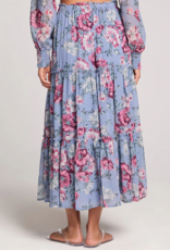 Saltwater Luxe Zander Midi Skirt Dusty Blue Floral