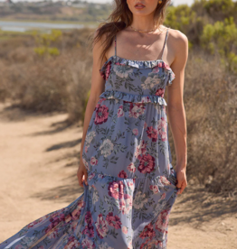 Saltwater Luxe Oaklee Maxi Dress in Dusty Blue Floral
