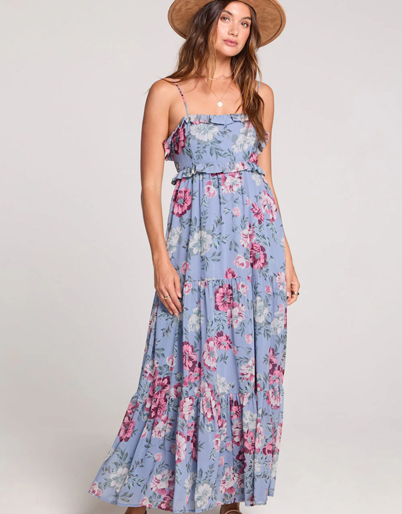Saltwater Luxe Oaklee Maxi Dress in Dusty Blue Floral