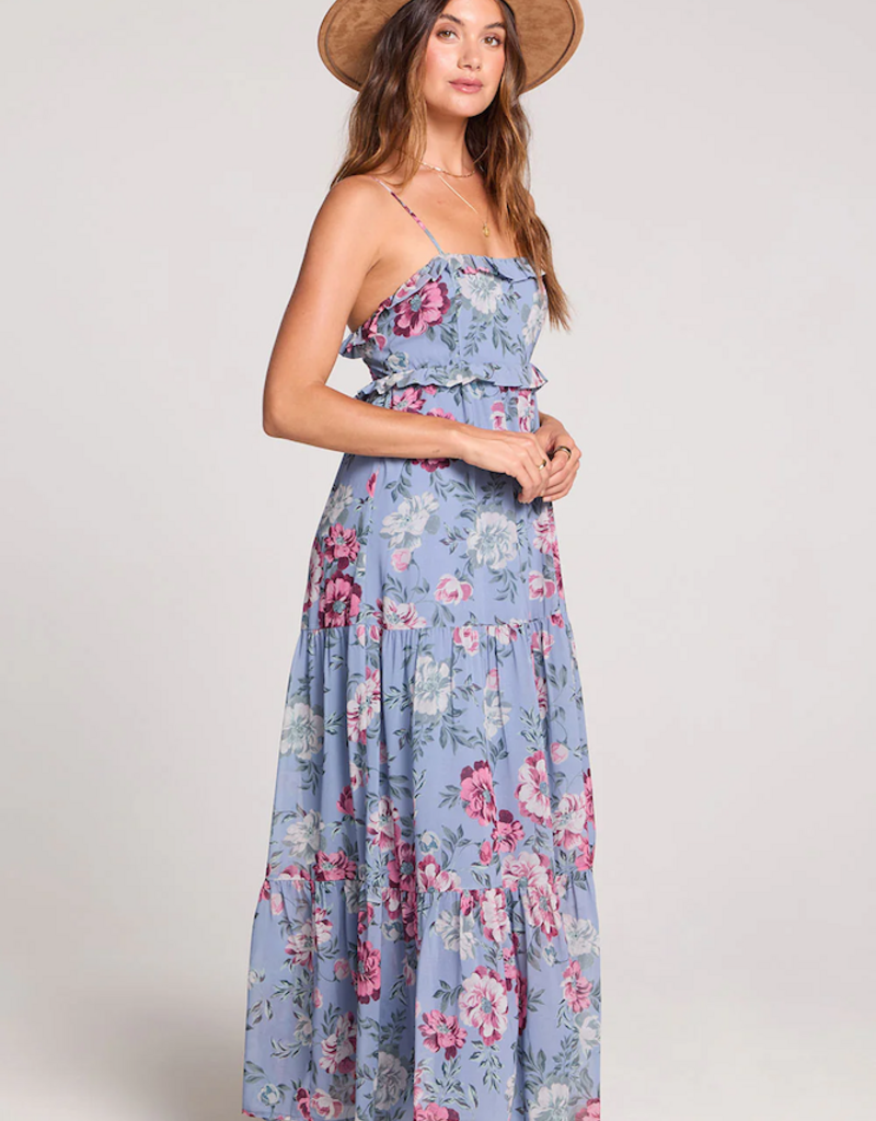 Saltwater Luxe Oaklee Maxi Dress in Dusty Blue Floral