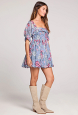 Saltwater Luxe Ventura Mini Dress in Dusty Blue Floral