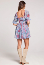 Saltwater Luxe Ventura Mini Dress in Dusty Blue Floral