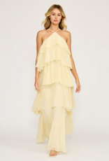 Lucy Paris Emery Ruffle Dress in Light Butter Yellow
