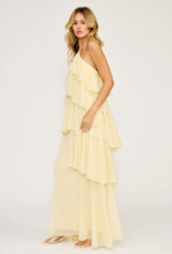 Lucy Paris Emery Ruffle Dress in Light Butter Yellow
