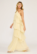 Lucy Paris Emery Ruffle Dress in Light Butter Yellow
