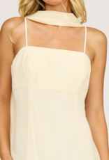 Lucy Paris Sable Scarf Dress in Light Butter Yellow