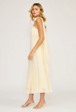 Lucy Paris Sable Scarf Dress in Light Butter Yellow
