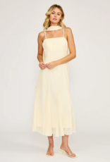 Lucy Paris Sable Scarf Dress in Light Butter Yellow