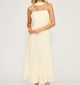 Lucy Paris Sable Scarf Dress in Light Butter Yellow