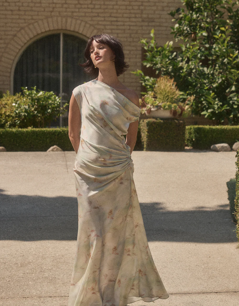 Lucy Paris Arta Gathered Dress in Floral Sage