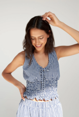 Daily Story Alix 100% Organic Cotton Top in Navy Gingham