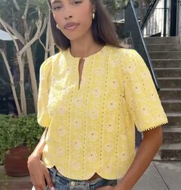 Adelyn Rae Eleanor Scallop Floral Embroidery Top