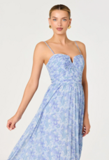 ASTR Bayley Floral Pleated Midi Dress in Blue